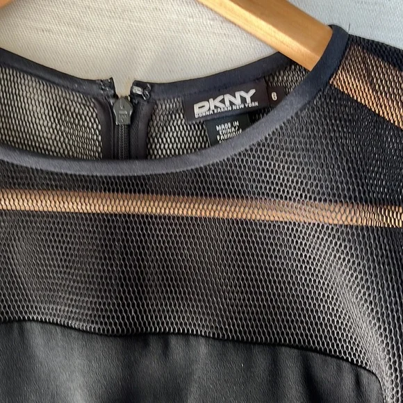 DKNY Black Shift Dress with mesh top Size 6 - Picture 3 of 4